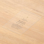 Eenvoudig modern ellegant Cross Baby Baptisme Acryl Uitnodigingen (Laagn)