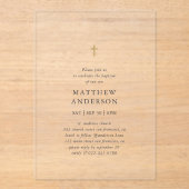 Eenvoudig modern ellegant Cross Baby Baptisme Acryl Uitnodigingen (Voorkant)