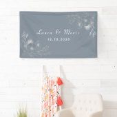 Eenvoudig modern ellegant Stusty Blue Wedding Spandoek (Insitu)