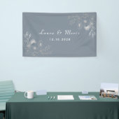 Eenvoudig modern ellegant Stusty Blue Wedding Spandoek (Beurs)