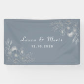 Eenvoudig modern ellegant Stusty Blue Wedding Spandoek (Horizontaal)