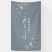 Eenvoudig modern ellegant Stusty Blue Wedding Spandoek (Verticaal)