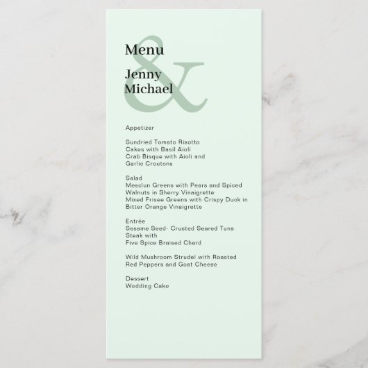 Eenvoudig modern en lichtgroen Zwart menu (Voorkant)