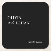 Eenvoudig Modern en Minimalistisch | Bruiloft Zwar Kartonnen Onderzetters (Voorkant)