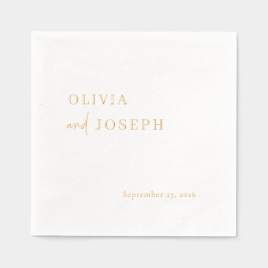 Eenvoudig modern en minimalistisch | bruiloftsgoud folie servetten (Voorkant)