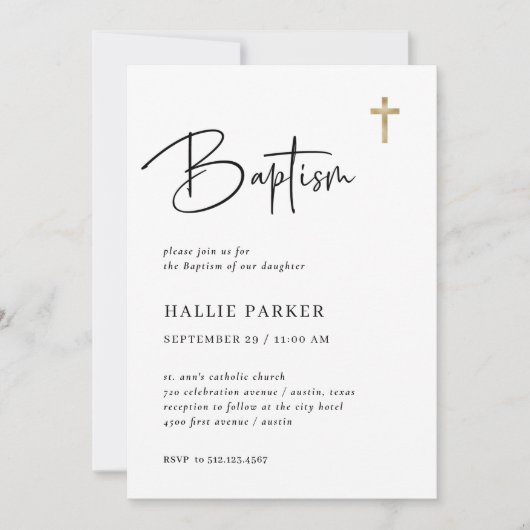 Eenvoudig modern en minimalistisch | doop kaart (Voorkant)