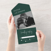 Eenvoudig Modern en Minimalistisch | Groene foto b All In One Uitnodiging (Afscheurbaar)