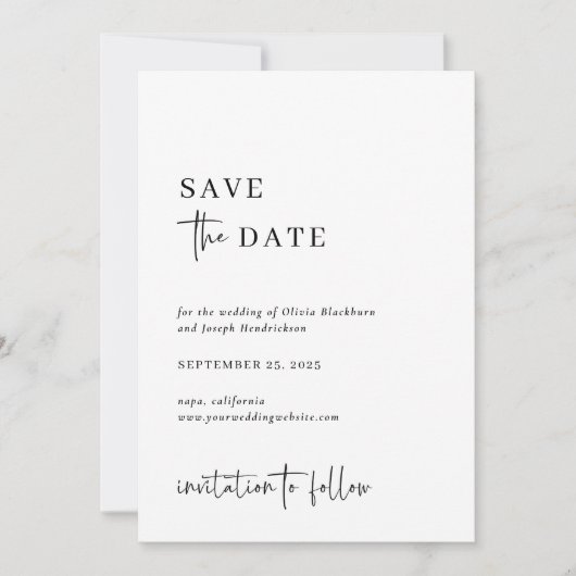 Eenvoudig modern en minimalistisch | Grote foto br Save The Date (Voorkant)