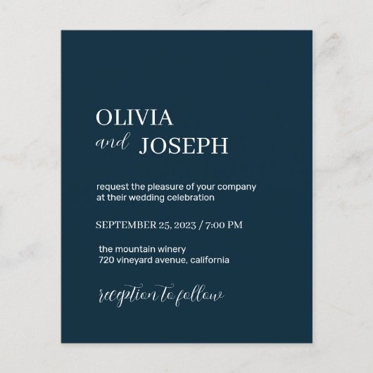 Eenvoudig Modern en Minimalistisch | Marineblauwe  Flyer (Voorkant)