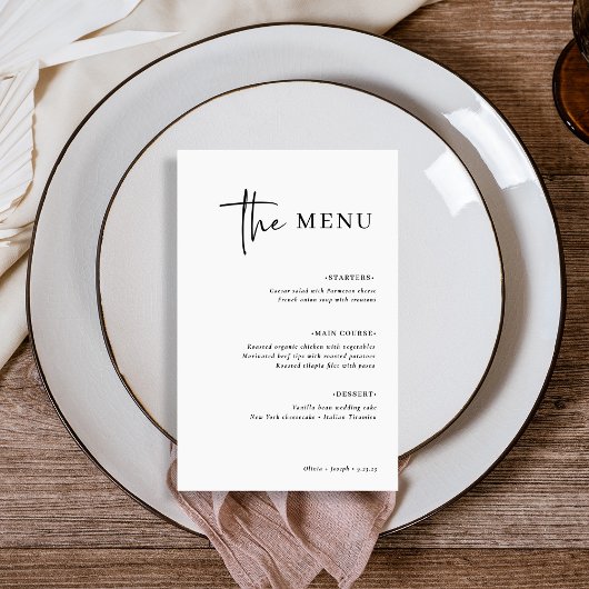 Eenvoudig modern en minimalistisch | Menu Weddensc