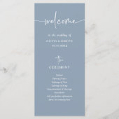 Eenvoudig Modern en Minimalistisch Stoffig Blauw | Programmakaart (Voorkant)