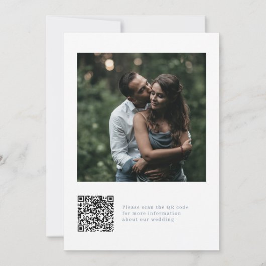 Eenvoudig Modern en Minimalistisch Stoffig Blauw | Save The Date (Achterkant)