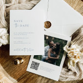 Eenvoudig Modern en Minimalistisch Stoffig Blauw | Save The Date