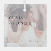 Eenvoudig modern en minimalistisch | Weddenfoto Glas Ornament (Voorkant)