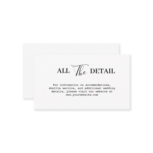 Eenvoudig modern en minimalistisch | Weddengegeven Informatiekaartje (Voorkant / Achterkant in situ)