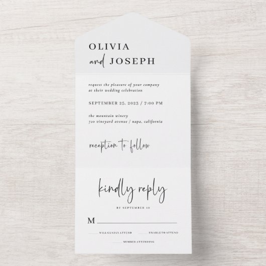 Eenvoudig modern en minimalistisch | Weddenschap All In One Uitnodiging (Binnen)