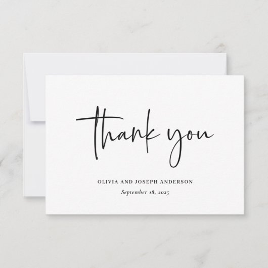 Eenvoudig modern en minimalistisch | Weddenschap Bedankkaart (Voorkant)