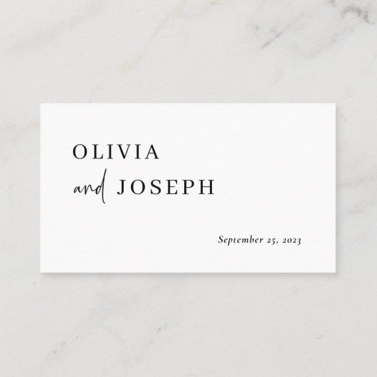 Eenvoudig modern en minimalistisch | Weddenschap Plaatskaartje (Achterkant)