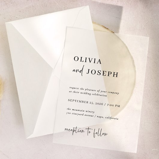 Eenvoudig modern en minimalistisch | Weddenschap Vellum Uitnodigingen