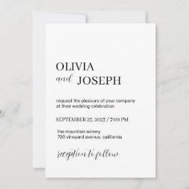 Eenvoudig Modern en Minimalistisch | Witte bruilof Kaart