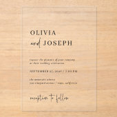 Eenvoudig Modern en Minimalistisch Zwart | Bruilof Acryl Uitnodigingen (Voorkant)