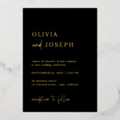 Eenvoudig modern en minimalistisch zwart | bruilof folie uitnodiging (Voorkant)