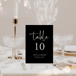 Eenvoudig Modern en Minimalistisch Zwart | Bruilof Kaart<br><div class="desc">Deze elegante,  donkerzwarte trouwtafel nummerkaarten zijn eenvoudig en minimalistisch maar zeer stijlvol vanwege het moderne witte handgeschreven script en schone lay-out. Zorg ervoor dat u een aparte kaart voor elke tafel creëer.</div>