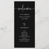 Eenvoudig Modern en Minimalistisch Zwart | Bruilof Programmakaart (Voorkant)