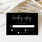 Eenvoudig Modern en Minimalistisch Zwart | Bruilof RSVP Kaartje