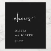 Eenvoudig Modern en Minimalistisch Zwart Bruiloft Wijn Etiket (Enkel label)