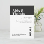 Eenvoudig, modern en minimalistisch zwart withuwel kaart (Staand voorkant)