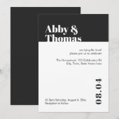 Eenvoudig, modern en minimalistisch zwart withuwel kaart (Voorkant / Achterkant)