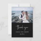 Eenvoudig modern en minimalistisch | Zwarte bruilo Bedankkaart (Voorkant)