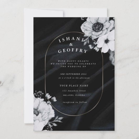Eenvoudig modern en minimalistisch | Zwarte bruilo Kaart (Voorkant)