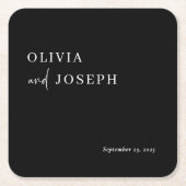 Eenvoudig modern en minimalistisch | Zwarte bruilo Kartonnen Onderzetters (Voorkant)