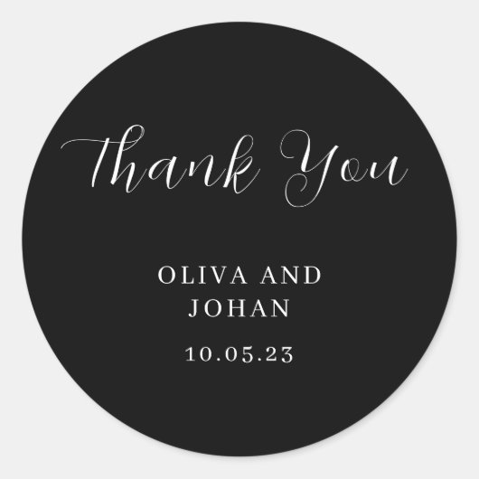 Eenvoudig modern en minimalistisch | Zwarte bruilo Ronde Sticker (Voorkant)