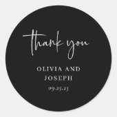 Eenvoudig modern en minimalistisch | Zwarte bruilo Ronde Sticker (Voorkant)