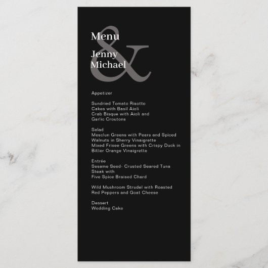 Eenvoudig modern en wit Zwart menu (Voorkant)