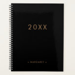 Eenvoudig, modern en zwart Gold, op maat Planner<br><div class="desc">Eenvoudige,  moderne,  zwarte,  gepersonaliseerde,  gouden planner</div>