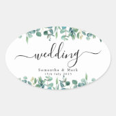 Eenvoudig modern Eucalyptus Weddenschap Ovale Sticker (Voorkant)