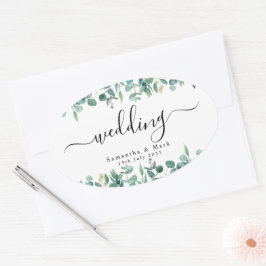 Eenvoudig modern Eucalyptus Weddenschap Ovale Sticker