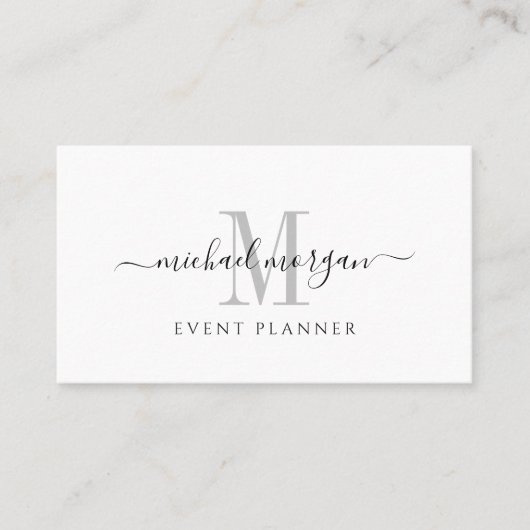 Eenvoudig Modern Evenementenplanner Script Zakelij Visitekaartje (Voorkant)