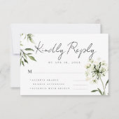 Eenvoudig modern Floral Memorial ReAntwoord RSVP Kaartje (Voorkant)
