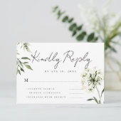 Eenvoudig modern Floral Memorial ReAntwoord RSVP Kaartje (Staand voorkant)
