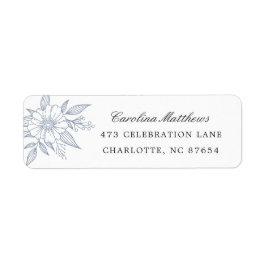 Eenvoudig modern Floral Wedding Blue Return-adres Etiket