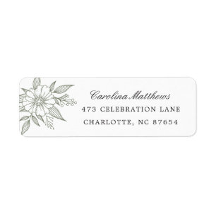 Eenvoudig modern Floral Wedding Sage Return-adres Etiket