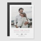 Eenvoudig modern Foto Roos Gold Save the Date Magnetische Uitnodiging (Voorkant / Achterkant)
