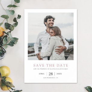 Eenvoudig modern Foto Roos Gold Save the Date Magnetische Uitnodiging