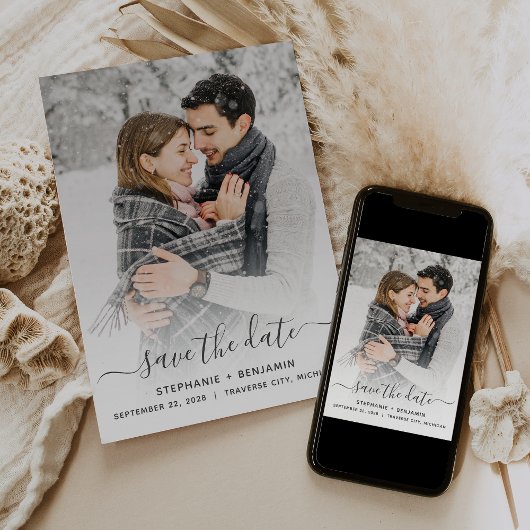Eenvoudig Modern Foto Script Bewaar de Datum Save The Date