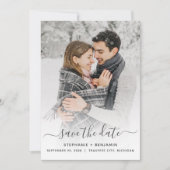 Eenvoudig Modern Foto Script Bewaar de Datum Save The Date (Voorkant)